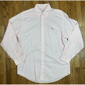 Brooks Brothers Long Sleeve Dress Shirt Supima Cotton Pink Strip Men's Sz Medium
